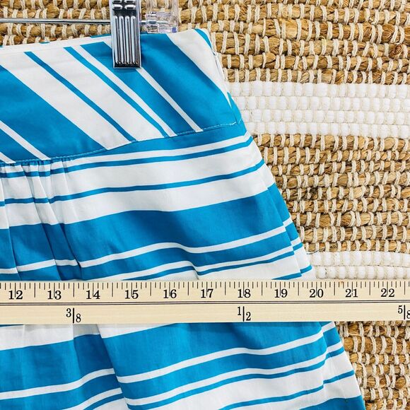 TALBOTS PETITES A-Line Skirt Women's Size 6P Blue Yellow Pleated Floral Stretch - Picture 7 of 9